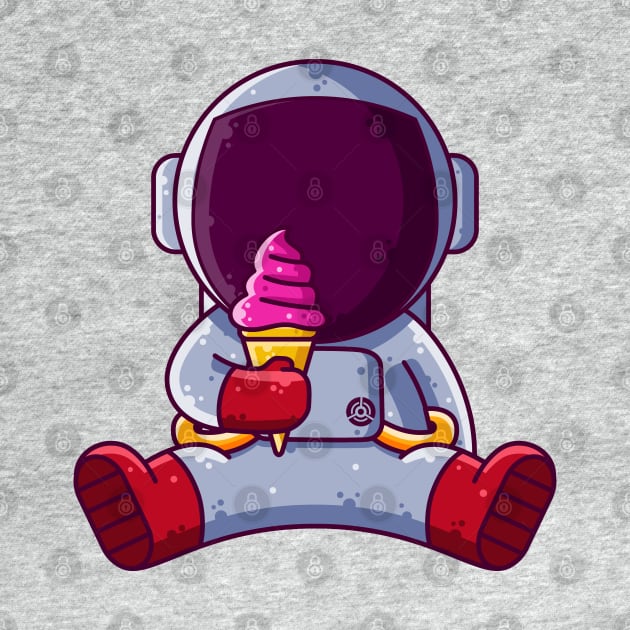 Cute Astronaut Eating Ice Cream Cartoon by Ardhsells